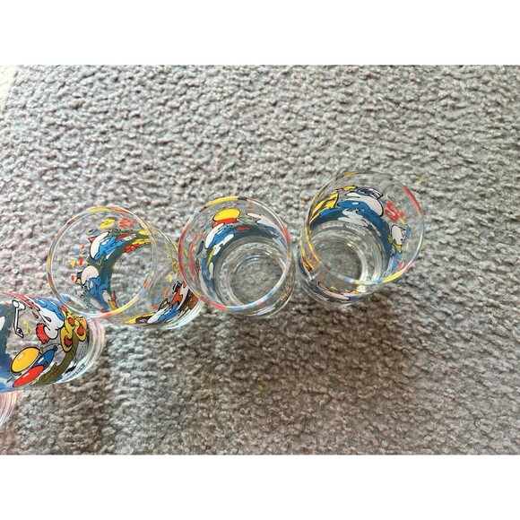 1982 - Smurf Glasses - Hardee’s Promo - Lot Of 6 - Peyo - Wallace Berrie & Co - Picture 6 of 7